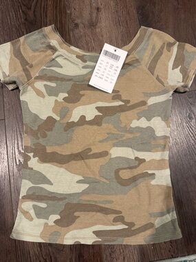 Brandy Melville Camo Tee in Olive Green and Khaki